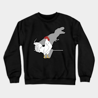 t-rex shadow white rooster crowing Crewneck Sweatshirt